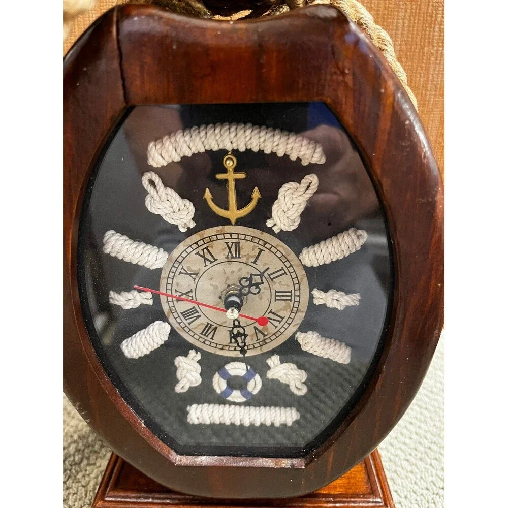 Handmade Wooden Nautical Themed Clock With Hidden Storage & Key Holder Unbranded - Picture 2 of 7